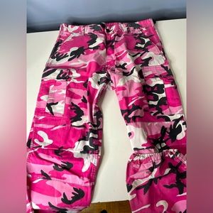 Pink and black womens cargo pants size 32 I believe